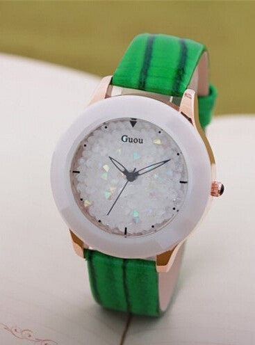 New Arrival Women Rhinestone Watches Austrian Crystal Ceramic Leather Band