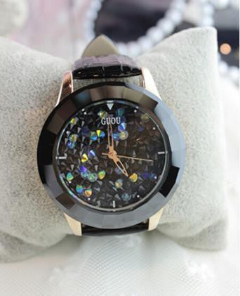 New Arrival Women Rhinestone Watches Austrian Crystal Ceramic Leather Band