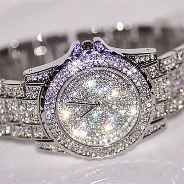 Essential 2016 New Fashion Silver Luxury Watches Women Rhinestone Ceramic Crystal Quartz Watches Lady Dress Wristwatches May20