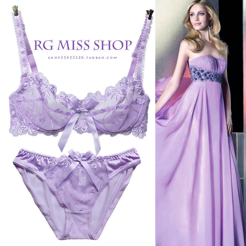 Fashion lace underwear bra set plus size push up sexy bra ultra-thin thin transparent temptation