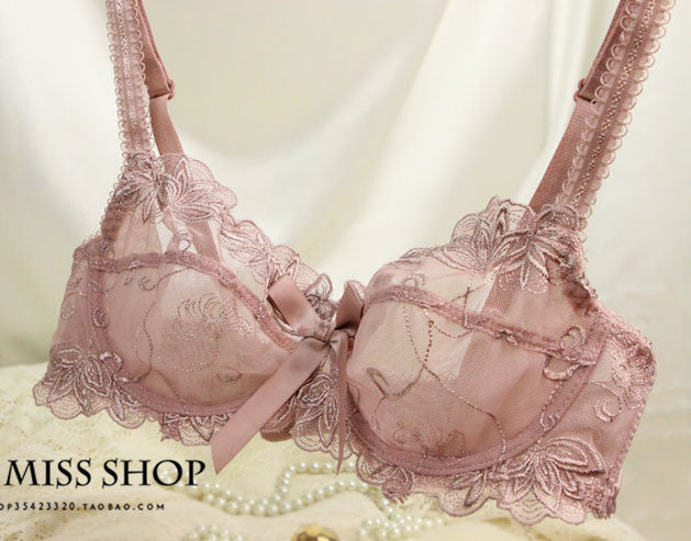 Fashion lace underwear bra set plus size push up sexy bra ultra-thin thin transparent temptation