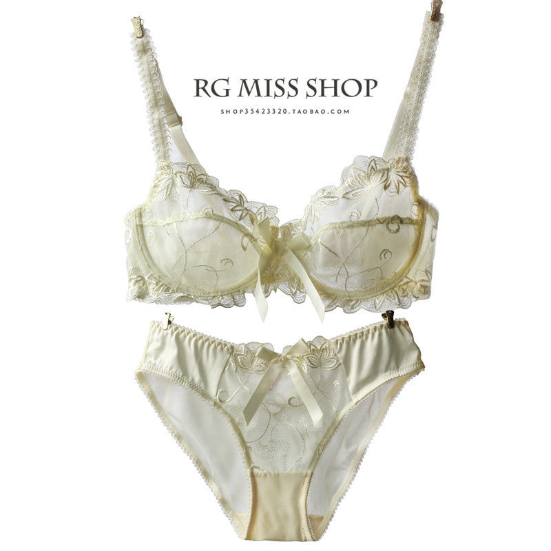 Fashion lace underwear bra set plus size push up sexy bra ultra-thin thin transparent temptation