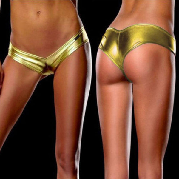 Hot Selling Glamour Womens Sexy Briefs Metallic Color Lingerie G-String Thong Underwear Panties Intimates