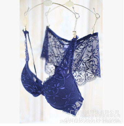 NEWEST Women A/B/C/D Cup Push Up Bra Set Sexy V -Neck Plunge Lace Bra + Briefs