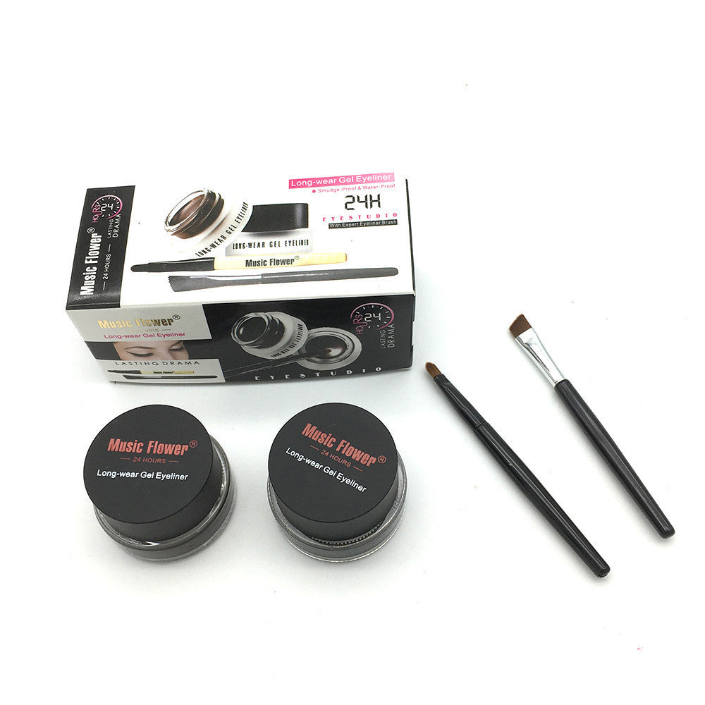 MASRO 2Pcs/lot Waterproof Cosmetics Tools Long Wear Gel Eye Liner Makeup Eye Brush Gel Eyeliner