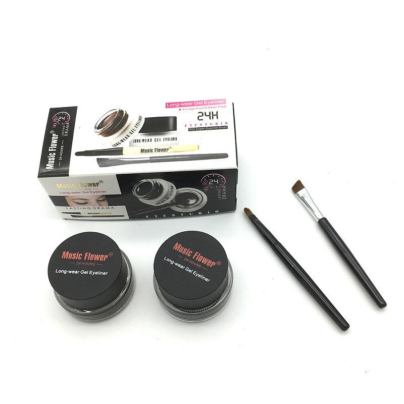 MASRO 2Pcs/lot Waterproof Cosmetics Tools Long Wear Gel Eye Liner Makeup Eye Brush Gel Eyeliner