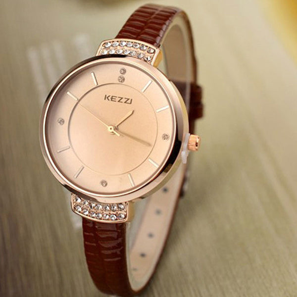 1pcs/lot High Quality KEZZI Brand Leather Strap Watches Women Dress Watch Waterproof Ladies Quartz Watch