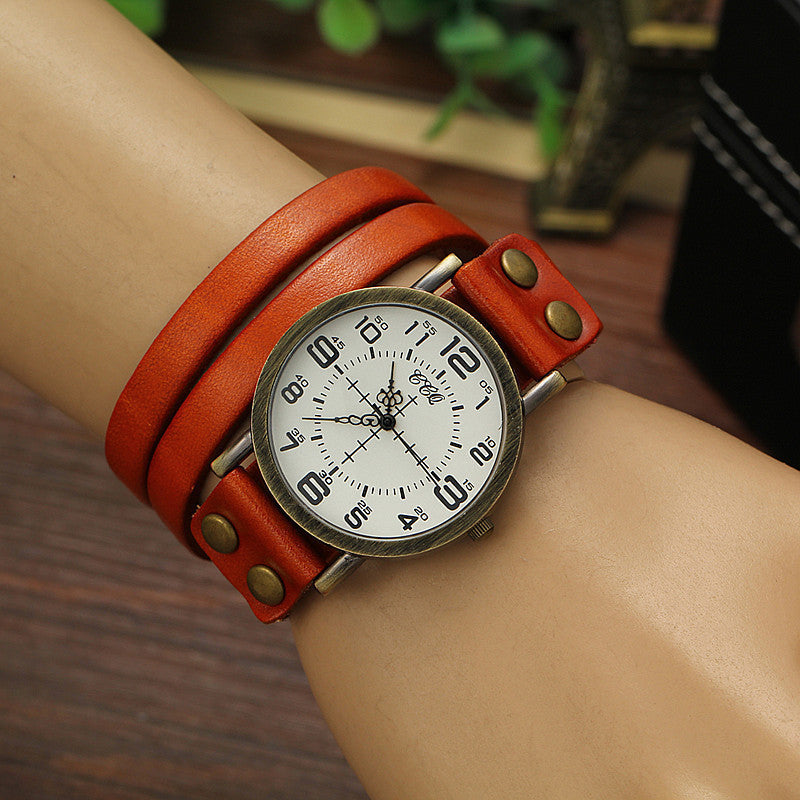 2016 New Punk Style Quartz Watches Women Personality Leather Bracelet Watch Fashion Casual Clock Relogio Feminino