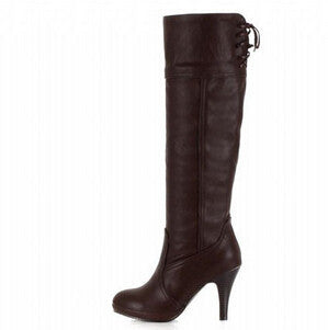 New arrival fashion women knee high boots high heel motorcycle boots autumn winter shoes woman high leg boots