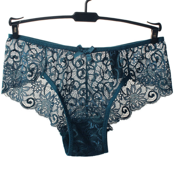 Hot Women Sexy Full Lace Panties S-XL Size European size Mid Rise Bowknot Briefs Underwear , Exotic Summer Transparent Intimates