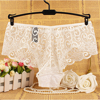 Hot Women Sexy Full Lace Panties S-XL Size European size Mid Rise Bowknot Briefs Underwear , Exotic Summer Transparent Intimates