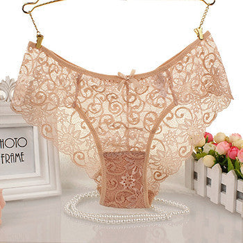 Hot Women Sexy Full Lace Panties S-XL Size European size Mid Rise Bowknot Briefs Underwear , Exotic Summer Transparent Intimates