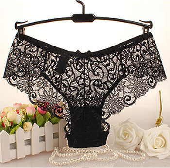 Hot Women Sexy Full Lace Panties S-XL Size European size Mid Rise Bowknot Briefs Underwear , Exotic Summer Transparent Intimates