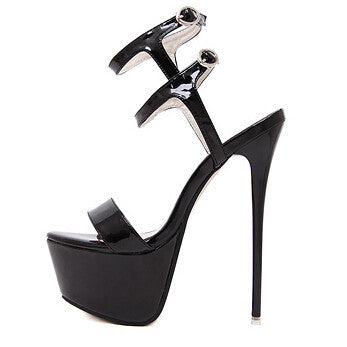 Europea Unruly super sexy high-heeled sandals ankle two belt buckle lady high heel shoes nightclub stylish thin heel women shoes