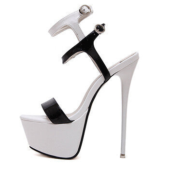 Europea Unruly super sexy high-heeled sandals ankle two belt buckle lady high heel shoes nightclub stylish thin heel women shoes