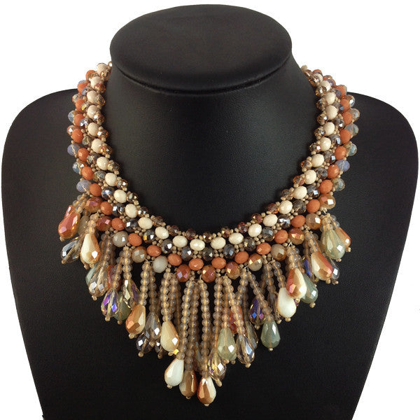 Women's Alloy Necklaces Exaggeration National Romantic Tassle Bohemia Crystal Pendant