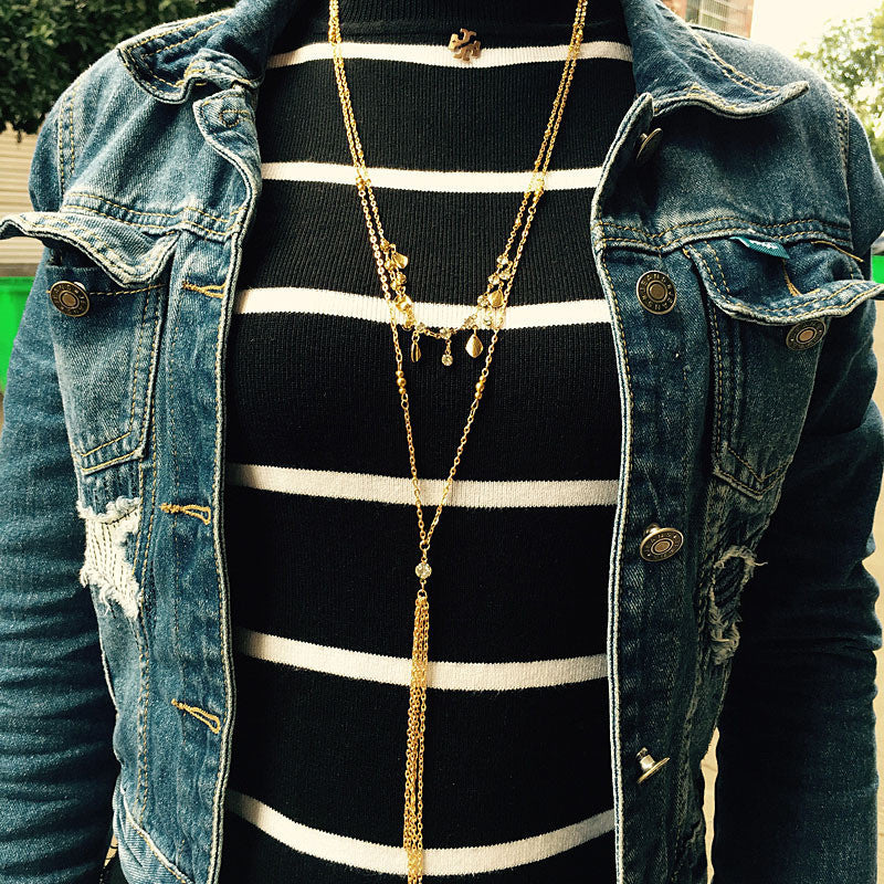 2016 Summer Jewellery Gold Tassle Chain Pendant Necklace For Women Long Choker Necklaces colar Femme collares Newe Boho Jewelry