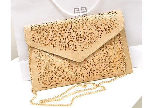 2015 Fashion Vintage women Day clutch Bag Messenger Bags Trend designer handbags Hollow Out envelope Shoulder Bags Clutch yellow