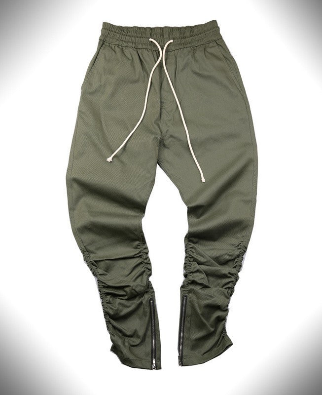 Fashion Men's Pants with Zippers Drop Crotch Pants Yeezys Black KHAKI Green