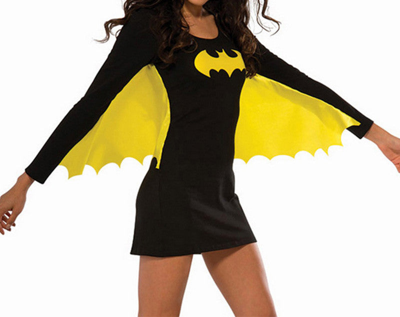 Fashion Women Holloween Costume Superhero Fancy Dress Batman Bodycon Clothes Sexy Mini Dress