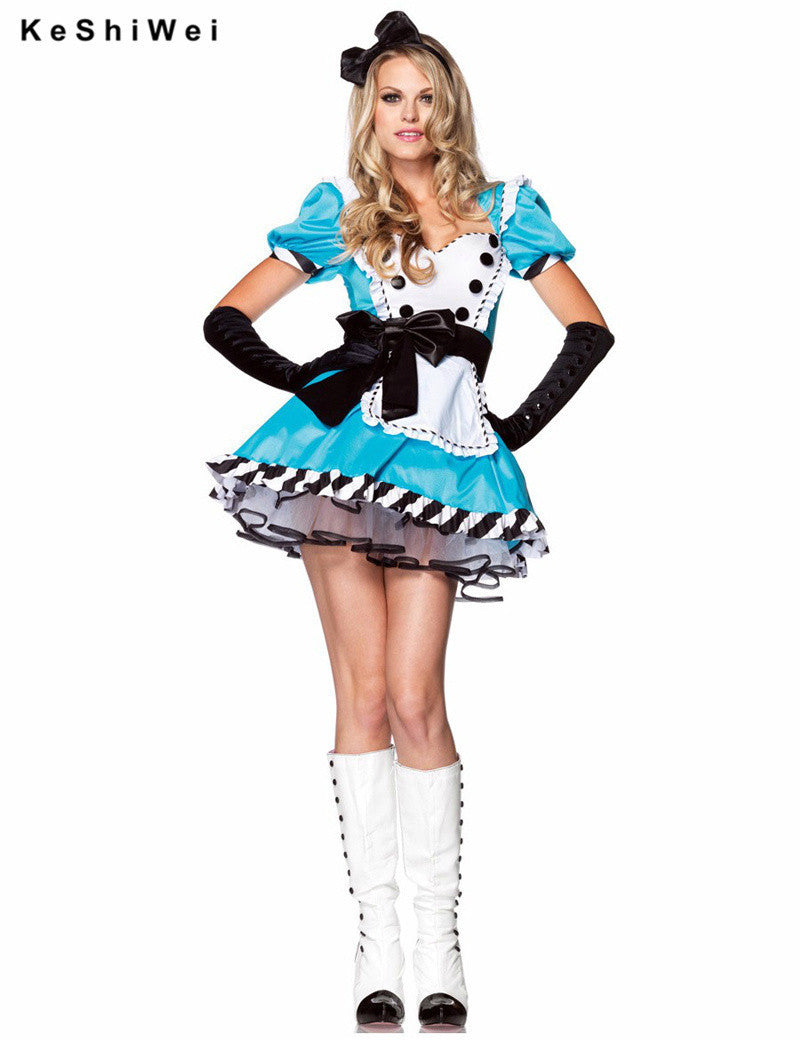 Alice in Wonderland Costume Sexy Blue Maid Costume Adult Fancy Dress Cosplay sexy costumes Holloween