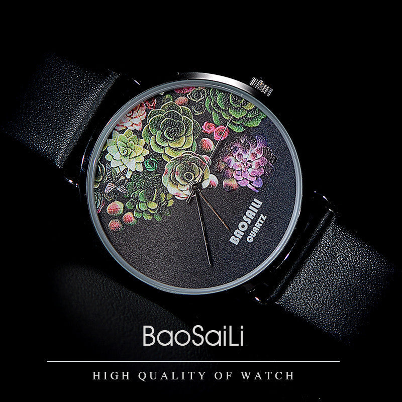 BSL1011 BAOSAILI Floral Design Black Case Japan PC21 Movt Water Resistant Life Watch Women Relogio Feminino