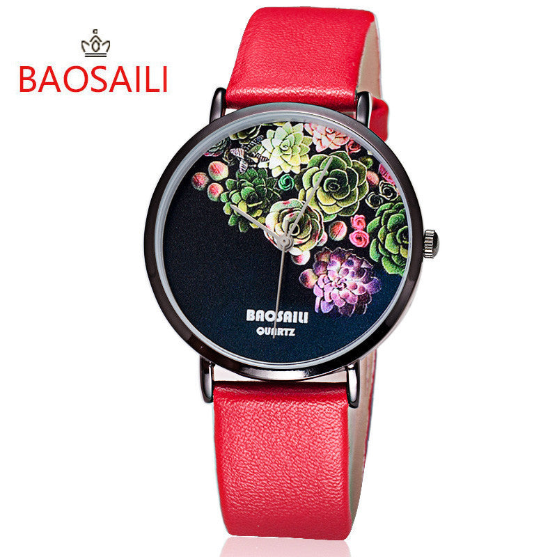 BSL1011 BAOSAILI Floral Design Black Case Japan PC21 Movt Water Resistant Life Watch Women Relogio Feminino
