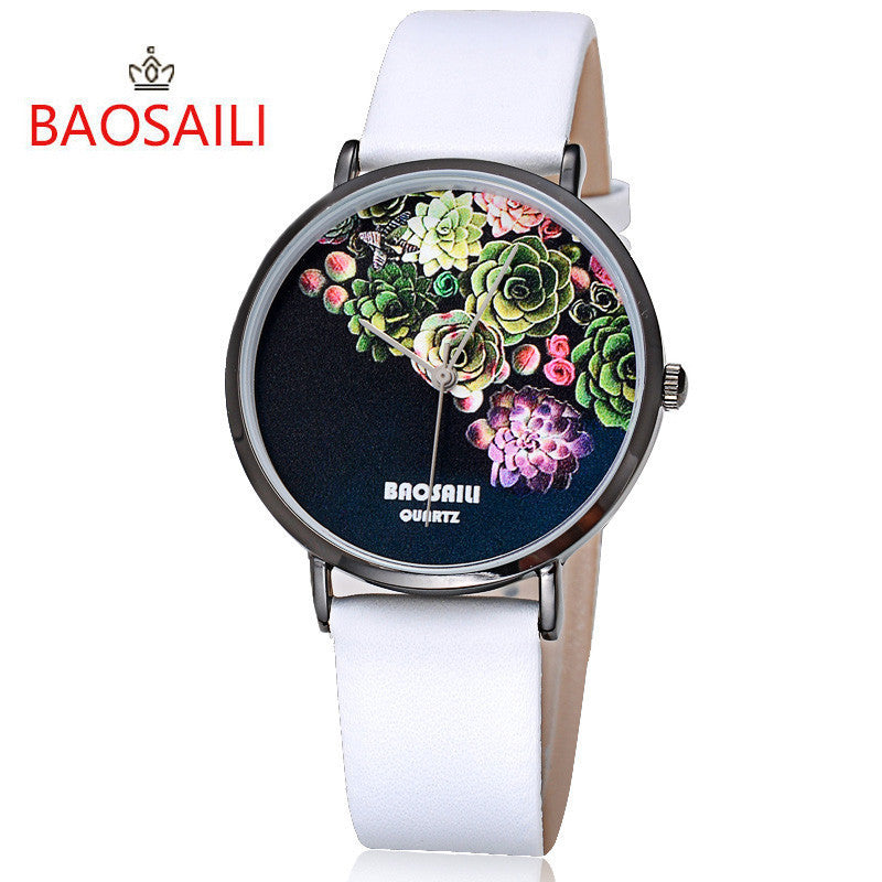 BSL1011 BAOSAILI Floral Design Black Case Japan PC21 Movt Water Resistant Life Watch Women Relogio Feminino