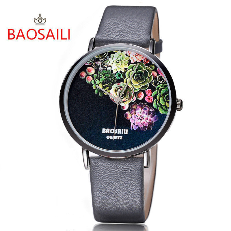 BSL1011 BAOSAILI Floral Design Black Case Japan PC21 Movt Water Resistant Life Watch Women Relogio Feminino