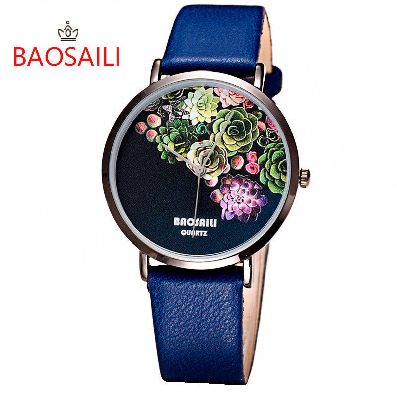 BSL1011 BAOSAILI Floral Design Black Case Japan PC21 Movt Water Resistant Life Watch Women Relogio Feminino
