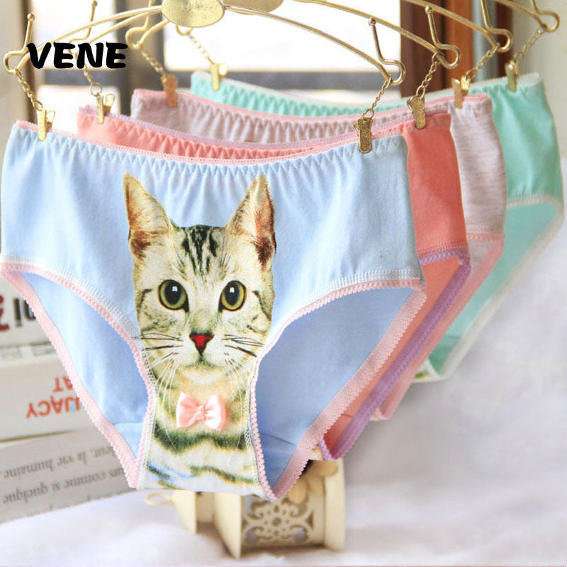 Hot Selling Cotton Women's Plus Size Underwear Briefs 3D Printing Panty Cat Panties Sexy Girls Lingerie Intimates