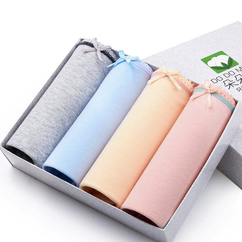 DO DO MIAN Sexy Panties Women Underwear Dot Print  Lace Briefs Seamless 4Pcs/lots+Gift Box Big Size Women Intimates M-XXL