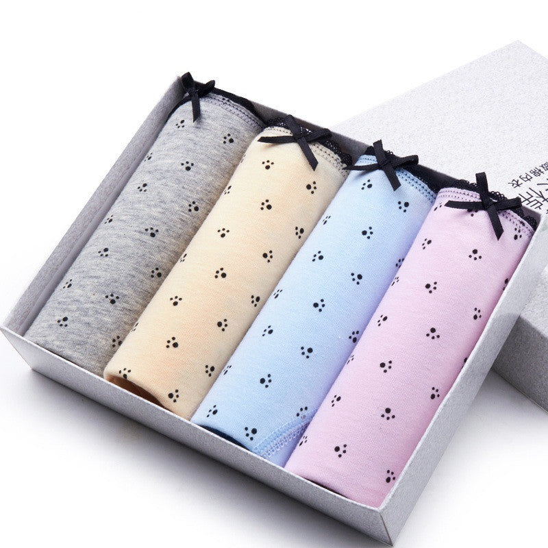 DO DO MIAN Sexy Panties Women Underwear Dot Print  Lace Briefs Seamless 4Pcs/lots+Gift Box Big Size Women Intimates M-XXL