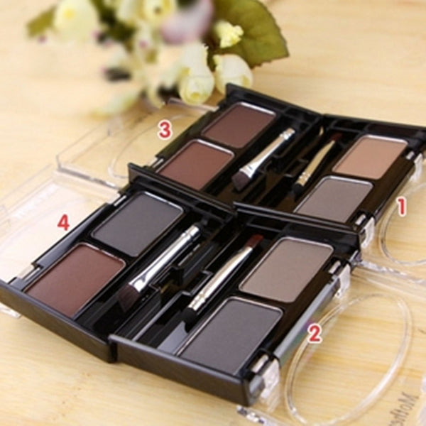 Eye Brow Makeup Cosmetics Cold Color Waterproof Eyebrow Cake Powder Palette,Eye Shadow Eyebrow Enhancer with Brush