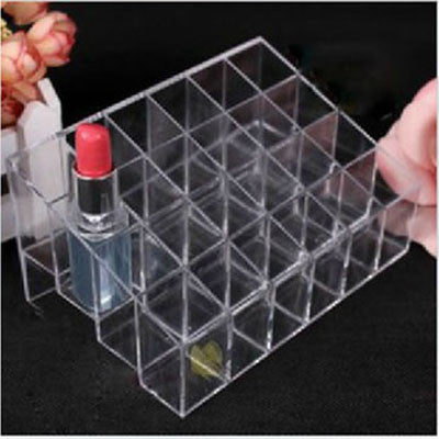 2016 New Promotion Makeup Cosmetic 24 Cases Clear Acrylic Organizer Mac Lipstick Jewelry Display Stand Holder Nail Polish Rack