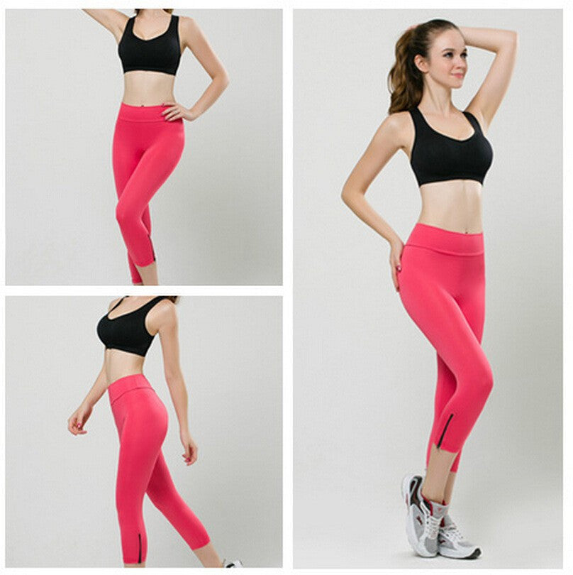 Candy Color Zipper Slim Strentch Women Sport Leggings