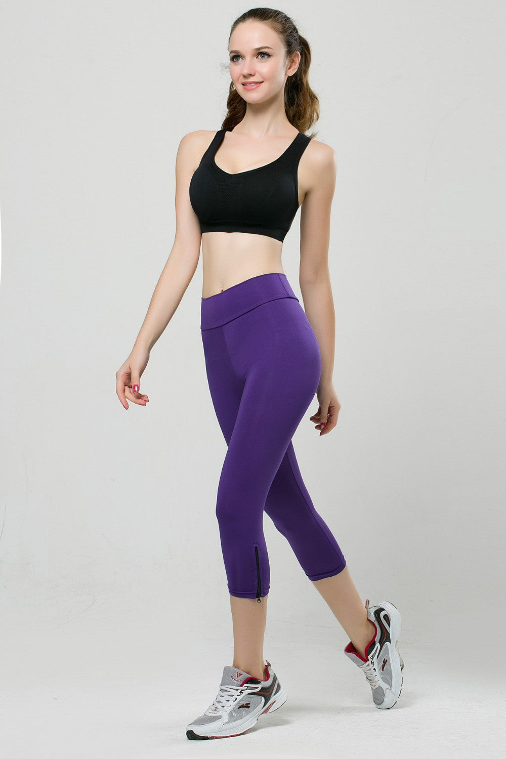 Candy Color Zipper Slim Strentch Women Sport Leggings