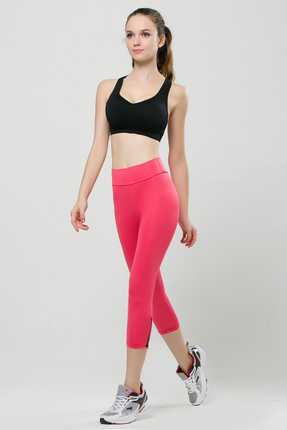 Candy Color Zipper Slim Strentch Women Sport Leggings