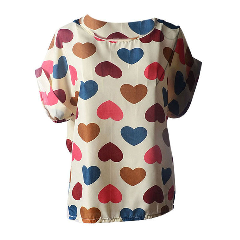 T Shirt Women 2016 Summer Bird Printed Women Tops Short Sleeve Female T-shirts Plus Size Tshirt Chiffon Tee Shirt Femme