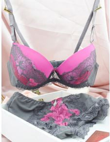 DKERT VS Thong Bra Set Push Up French Embroidered Lace Women's Underwear Sets ABC Cup Bra And Panty Deep V Free Shipping