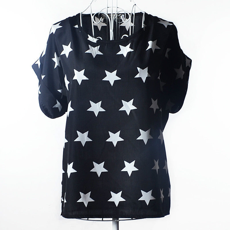 T Shirt Women 2016 Summer Bird Printed Women Tops Short Sleeve Female T-shirts Plus Size Tshirt Chiffon Tee Shirt Femme