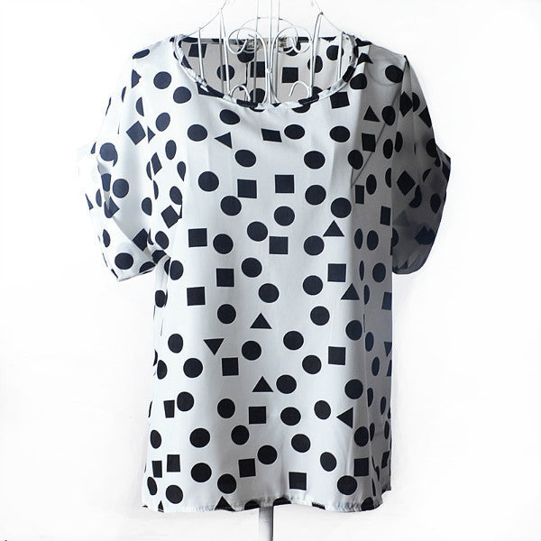 T Shirt Women 2016 Summer Bird Printed Women Tops Short Sleeve Female T-shirts Plus Size Tshirt Chiffon Tee Shirt Femme