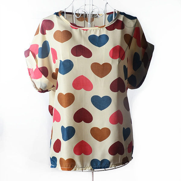 T Shirt Women 2016 Summer Bird Printed Women Tops Short Sleeve Female T-shirts Plus Size Tshirt Chiffon Tee Shirt Femme