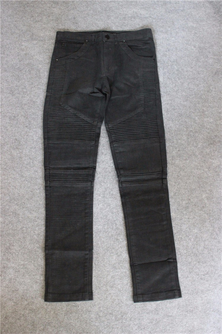 Mens Skinny jeans men 2016 Runway Distressed slim elastic jeans denim Biker jeans hiphop pants Washed black jeans for men blue