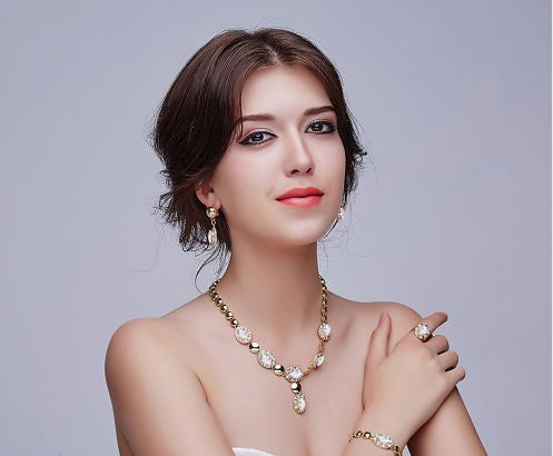 apphire Beads Collares Jewelry Sets For Women Fine Accessories Wedding Bridal Pendant Statement CZ Diamond Necklace Earrings